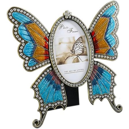 Billedramme 3x5 tommer sommerfugl design metal fotoramme med HD glas, gaveideer bordplade boligindretning