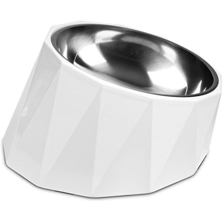 Skrå hundeskål i rustfrit stål, 15° vippet foderautomat til hund