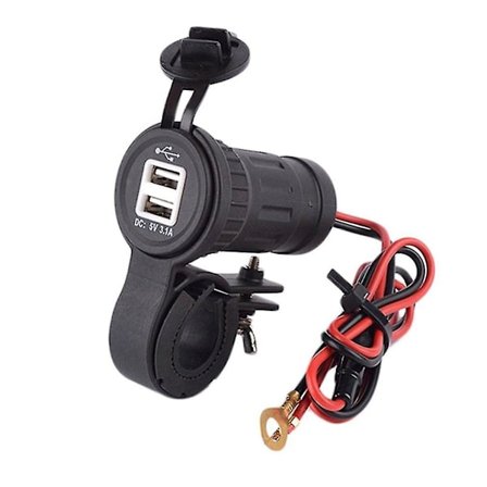 12V-24V 3.1A Motorcykel Bil Dobbelt USB Strømadapter Port