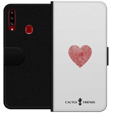 Kompatibel Tegnebogsetui til Samsung Samsung Galaxy A20s Cactus and Friends - Fingerprint Love