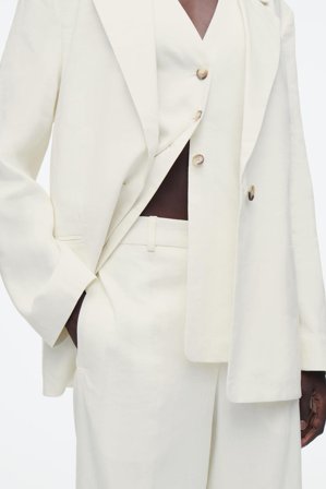 COS Women's Pantaloni Sartoriali In Lino in Beige