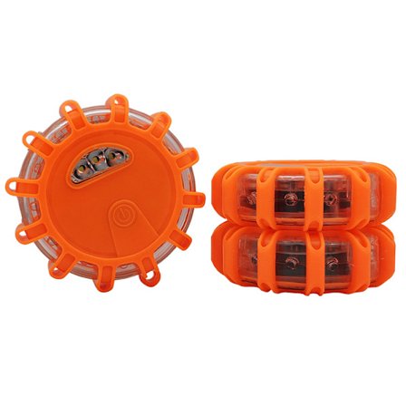 3-pack LED-nödblixt för vägar, vägsäkerhetsblixt, blinkande skiva, varningsflaggkit med dragkedjefodral, magnetbas, verktygskrok för bil, lastbil, 