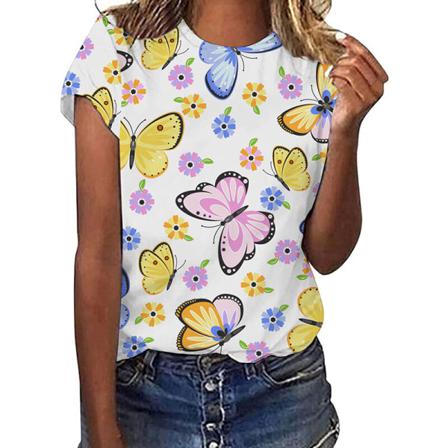 Kortärmade Kvinnor T-shirts Med Rund Hals