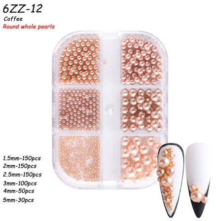 Nageldekorationer för Nail Art Halvcirkel Full Circle Färgglad Pearl Aurora 6-grid Pearl ZZ01 12g