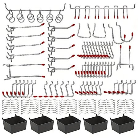 144 kpl Rei'itetyn levyn koukkujärjestelysarja, Pegboard-säilytystarvikesarja, Kotitaloustyökalujen säilytyssarja, Puutarhaan autotalliin