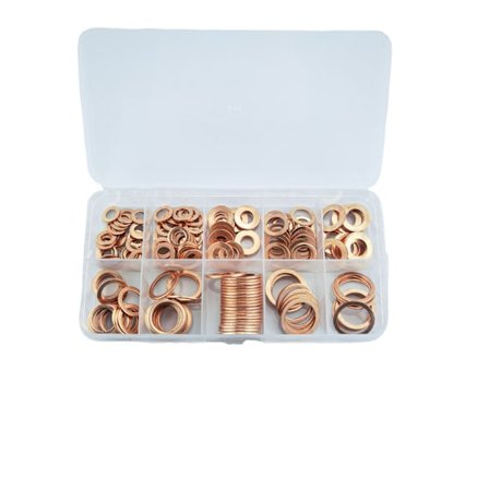 200 st platta packningar, packning, bricka, mutter och bult koppar sortiment