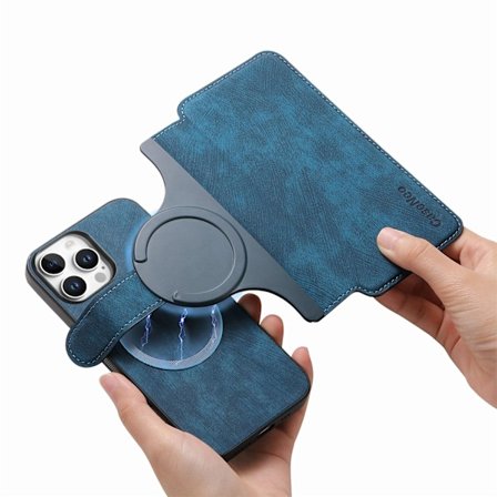 Etui til iPhone 14 blå magnetisk aftagelig 2 i 1 kortslot opbevaring hurtig udløsning