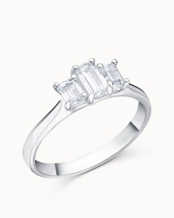 Trestensring Esmeralda 18K Hvidguld - Forlovelsesringe & Vielsesringe hos Vanbruun
