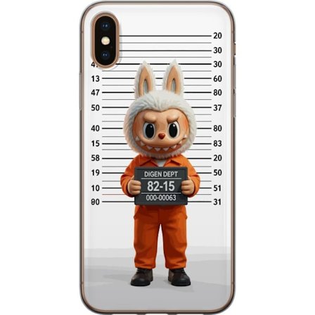 Yhteensopiva Puhelinkuori Apple Apple iPhone X Söpö piirretty pupuhahmo vankilavaatteissa ja vankinumerolla taustana mittamerkinnät