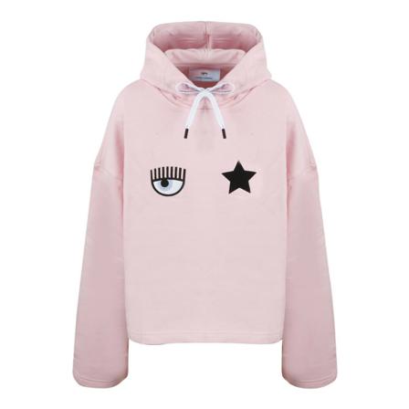 Chiara Ferragni Collection Eye Star Embroidery Hoodie Pink, Dame, Størrelse: XS