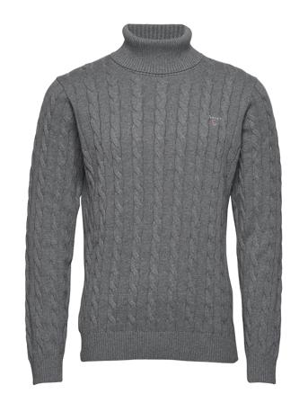 Cotton Cable Turtle Neck Knitwear Turtlenecks Harmaa GANT