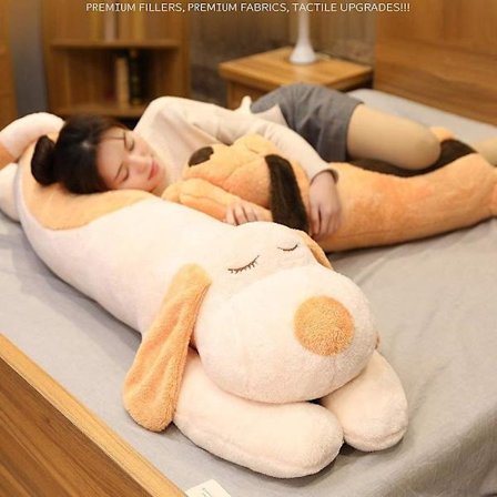 Jättimäinen täytetty koiranpentu Iso pehmolelu Erittäin suuri pehmolelu Pehmeä pehmokoira tyyny Iso pehmolelu tytöille lapsille (riisinvalkoinen, 51 