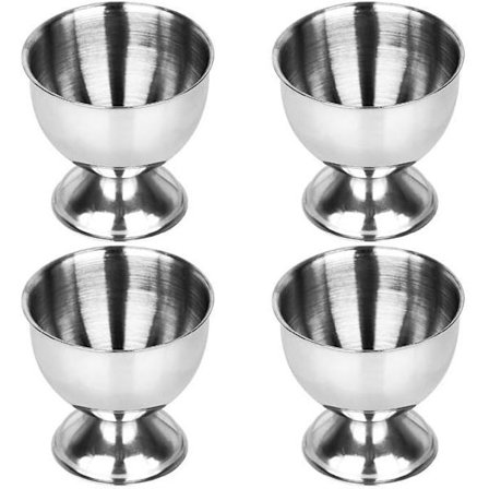 Æggebægersæt Rustfrit Stål Blødkogte Æggebægre Holder Stativ Æggebakke Inkluderer 4 Æg Køkken