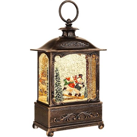 SBSG Jule Sne Globe Lanterne Juledekorationer Vandglitrende Lanterner med Musik & Timer, USB-foret/Batteridrevet Oplyst Lanterne til C