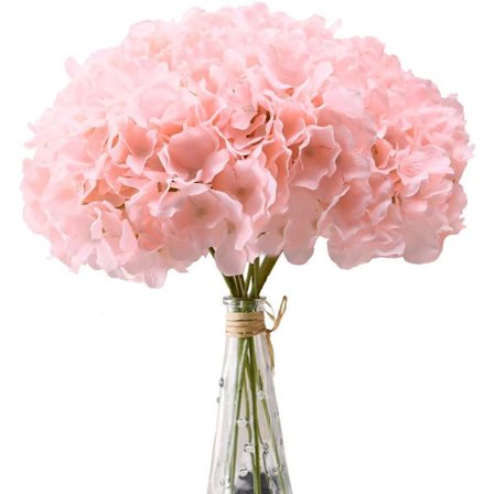 10 stk. lyserøde hortensia silkehoved pose elfenbenshvid fuld h