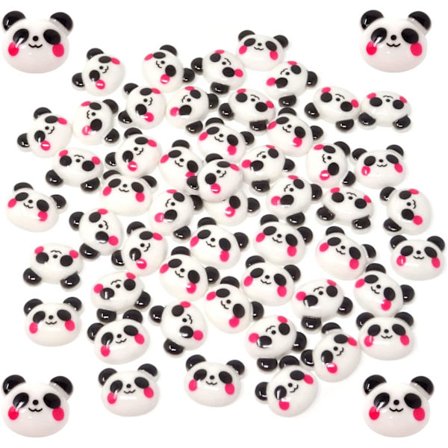 100 STK. Slime Charms Flatback Resin Charms Søde Dyr Panda Udsmykninger til Hårspænder, Fotorammer, Telefoncovers, Smykkeskrin, Papirkasser,