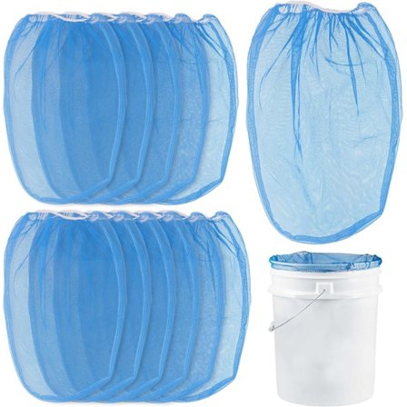 5 Gallon Maling & Væske Si Filterpose med Ren Blå Fin Nylon Mesh, Pakke med 12 - Bruges i 5 Gallon Spande, Engangs Filterpose, Elastisk T