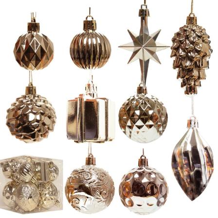 Julekugleformet Juletræspynt Hængende Ornament Juleprodukt Champagne Gold