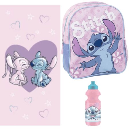 Set med Lilo och Stitch Vattenflaska, Handduk och Väska