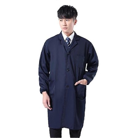 Støvtæt langærmet/kortærmet arbejdsfrakke til mænd med knapper og lommer til lager og laboratorium