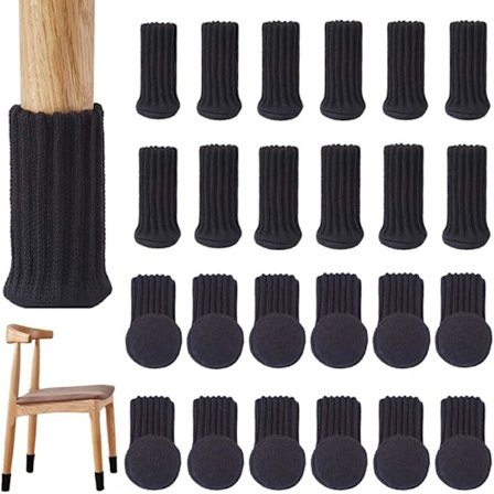 24 stk. Stol Sokker Møbelsokker Sklisikre Elastiske Stolbensokker Beskyttelse, Strikket