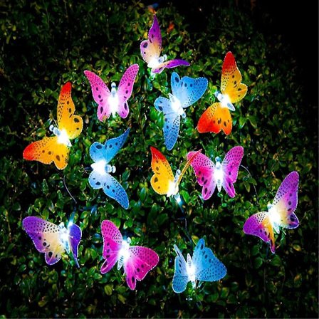 20 LED Solcelledrevede Sommerfugl Lys Hage Utemiljø Lys Vanntette Flerfargede Fiberoptiske Dekorative Lys For Hage Plen Patio Bryllup Tre