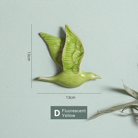 3D Keramiske Flygende Fugler Veggdekorasjon Kreative Fugler Hengepynt For Hjemmet Fluorescent Yellow Type E