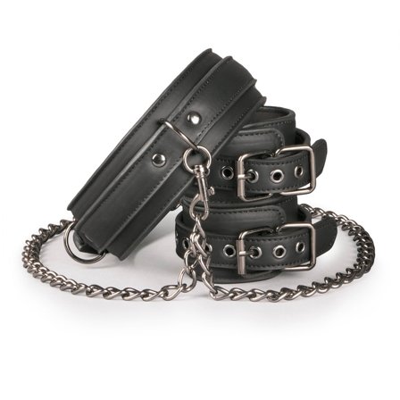 Easy Toys: Leather Collar With Anklecuff - Sexleker Vuxen: Bondage & Fetish
