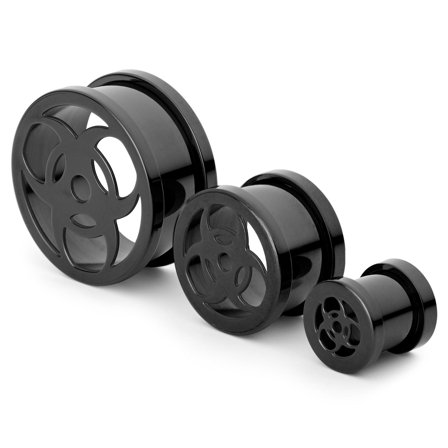 Black Biohazard Logo Steel Ear Tunnel for Men - Ear tunnels