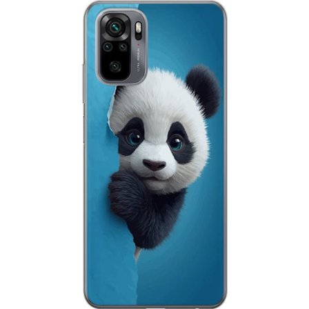 Kompatibel Mobilcover til Xiaomi Xiaomi Redmi Note 10 Sød panda, der kigger gennem papir i en blød 3D-illustration
