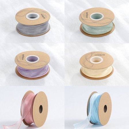 6 STK Sheer Chiffon Ribbon Brede bånd Stofbånd