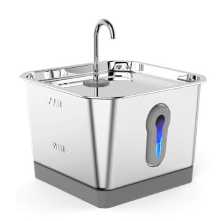 Katt Vannfontene Rustfritt Stål: 3.5L Automatisk Dyr Vannfontene - Hund Vannautomat med Vannivåvindu