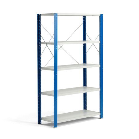 Regalsystem MIX, Grundmodul, 1740 x 1065 x 400 mm, grau/blau