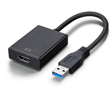 USB till HDMI-adapter, USB 3.0/2.0 till HDMI Video Ljudadapter, 1080p HD Video Grafikkabel Konverterare för PC Laptop HDTV TV Kompatibel med Windows 
