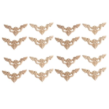 16 st 8 x 8 cm Träskurna Hörnöverlägg Möbel Hem Dekorationer Omålade Applikationer