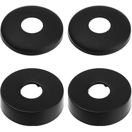 Rosett for kran, Rosett for dusjbatteri, 4 Svarte Rørdeksler i Rustfritt Stål, Radiatorrosett - Rosett for Dusjkraner