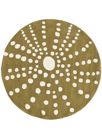 Points Tapis Enfant Petit Sjöborre Handtufted - Vert Olive Ø 150 Laine