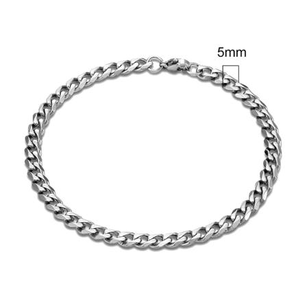 3-11mm lokomotiv män punkrock rostfritt stål kantsten kubansk länkkedja silverfärgad armband för kvinnor biker smycken 5mm 19cm