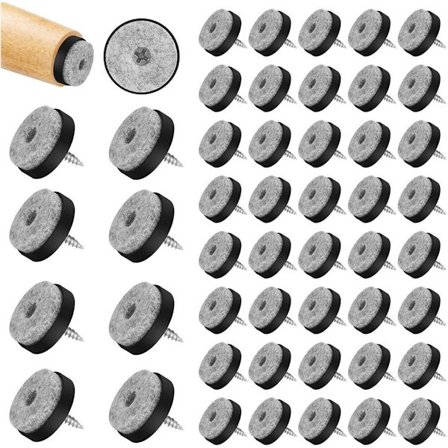 50x Huopatassut ruuvilla - Lattiasuojat 20 mm - Huonekalujen suojat ruuvilla - Naarmuuntumista estävät huonekalualustat - Suojaava huopa - Pyöreä