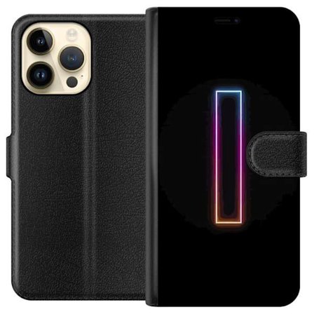 Kompatibel Tegnebogsetui til Apple Apple iPhone 15 Pro Max Minimalistisk neonbogstav I i regnbuefarver mod mørk baggrund