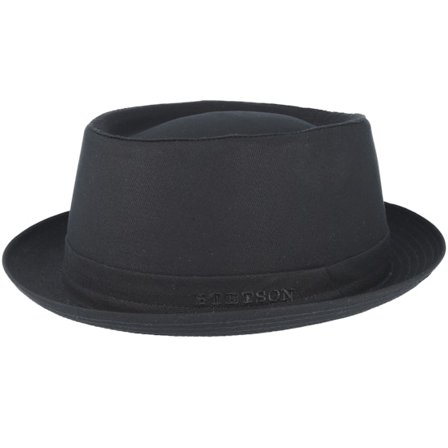 Stetson - Sort porkpie Hat - Cotton Black Pork Pie @ Hatstore