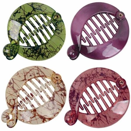 4 stk Franske Små Bananhårklemmer Hårkam Rund Hestehaleholder Hårklemme Mote Lenkede Banankammer Flat Haihårklemme