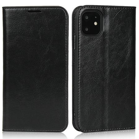 Plånboksfodral I Äkta Läder För Iphone 11 & Xr - Svart Svart