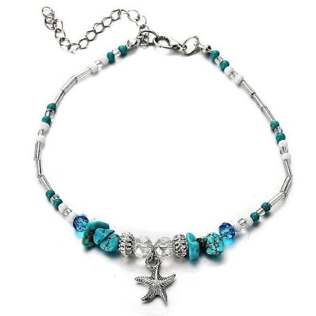 Ankelkjede med sjøstjerne av naturstein for kvinner