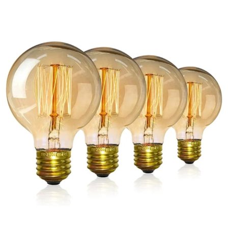 4-pack Vintage Edison Glödlampor - Globe Glödlampor - Varm Ljus 40w G80 E27