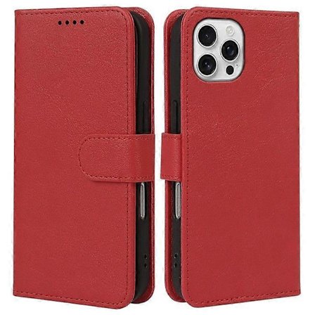 Läderfodral med plånboksställ och magnetisk stängning för iPhone 16 Pro Max