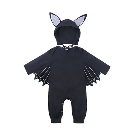 Baby Halloween kostymer Fladdermus Design Body Bomull Jumpsuit med hatt