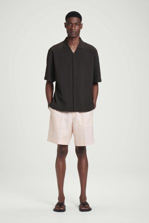 COS Men's Elasticated Linen Shorts in Orange