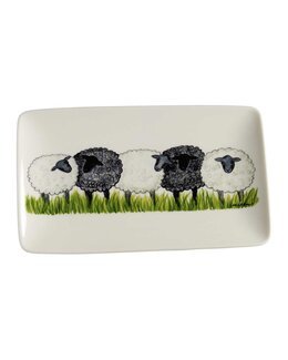 Asiet/Fad Får med håndtegnet motiv Hvid