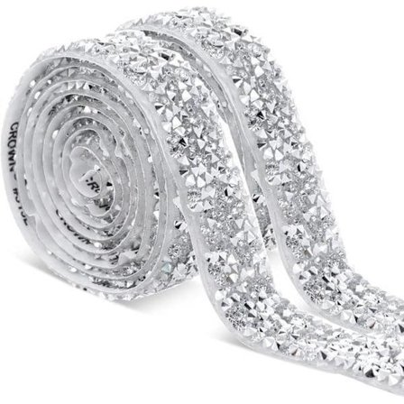 Kristallstrassband, 2 meter diamantband kristall självhäftande blingband kristalldiamantklistermärken för bröllopsfödelsedagsdekorationer konst C